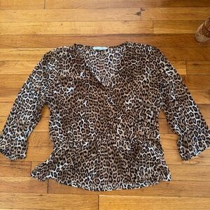 White House Black Market Leopard Print Blouse